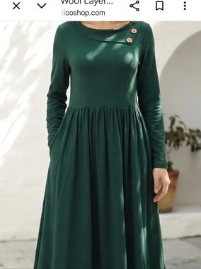 Women's Dark Green Midi Skirt with Flattering A-Line